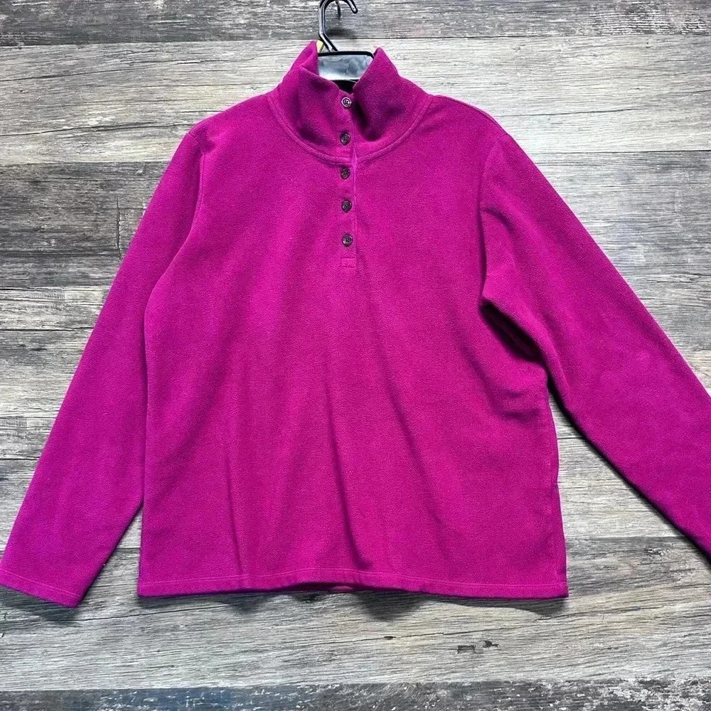 Lands' End Magenta Fleece Quarter-Zip Sweater